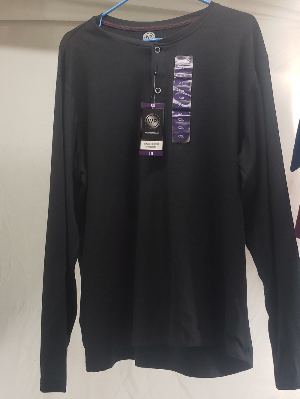 Essentials Men's Black Long-Sleeve Henley Shirt